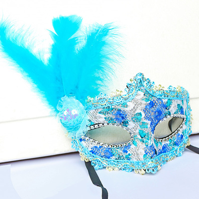 蕾絲湖藍公主情趣面具 性感面具 角色扮演萬聖節化妝舞會派對配件♥