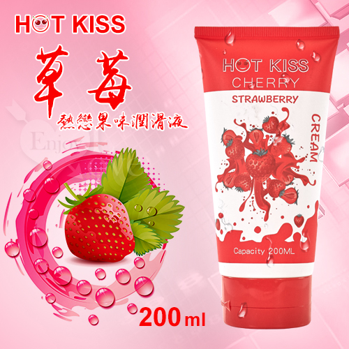 HOT KISS‧草莓 熱戀果味潤滑液 200ml﹝可口交、陰交、按摩...﹞♥
