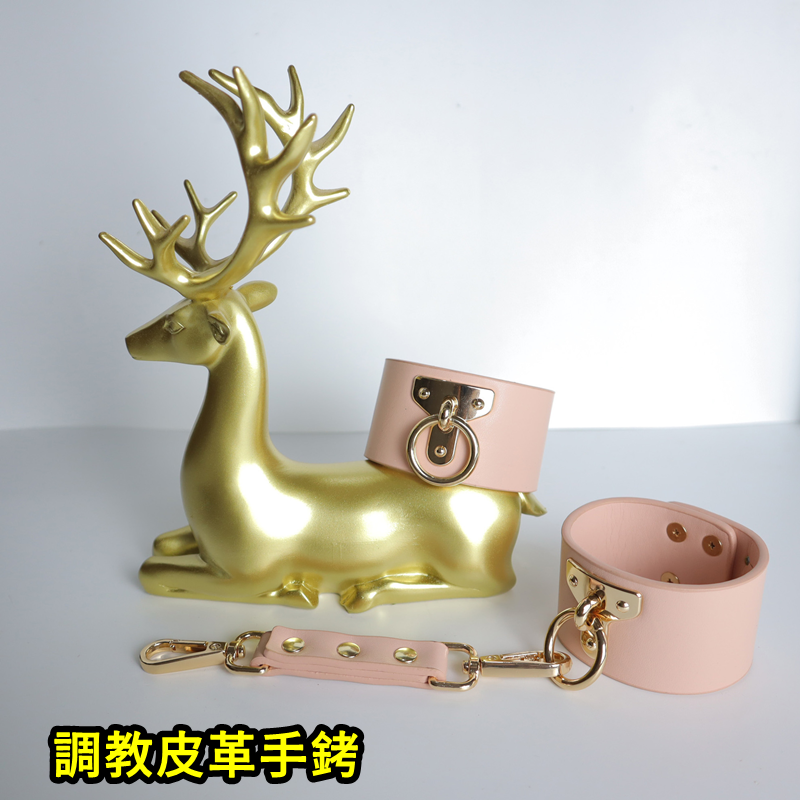 SM 束縛情趣 束縛皮革手銬 【總長23cm】粉 ♥ 