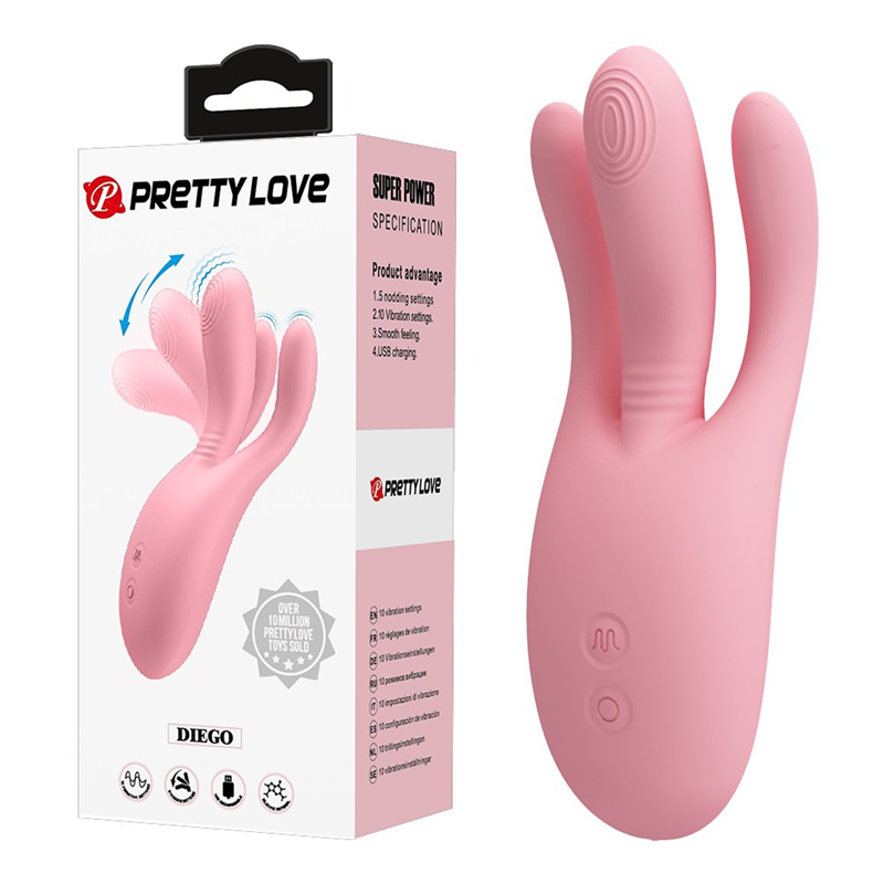 PRETTY LOVE 派蒂菈 DIEGO可調角度10頻震動手指 G點按摩棒 【10頻震動+USB充電款】♥