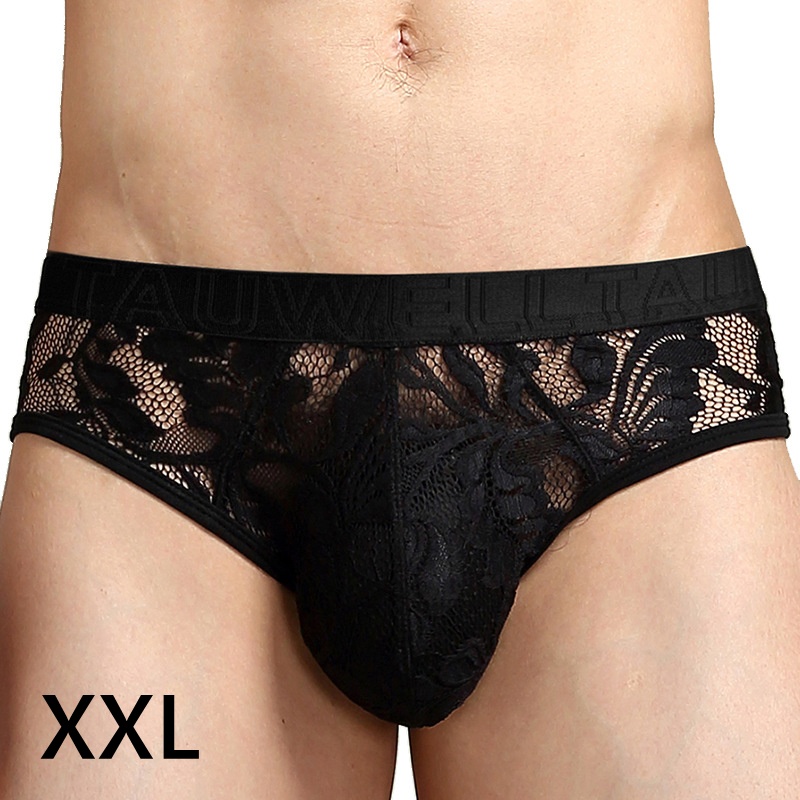 男士經典蕾絲三角褲 (黑XXL)♥