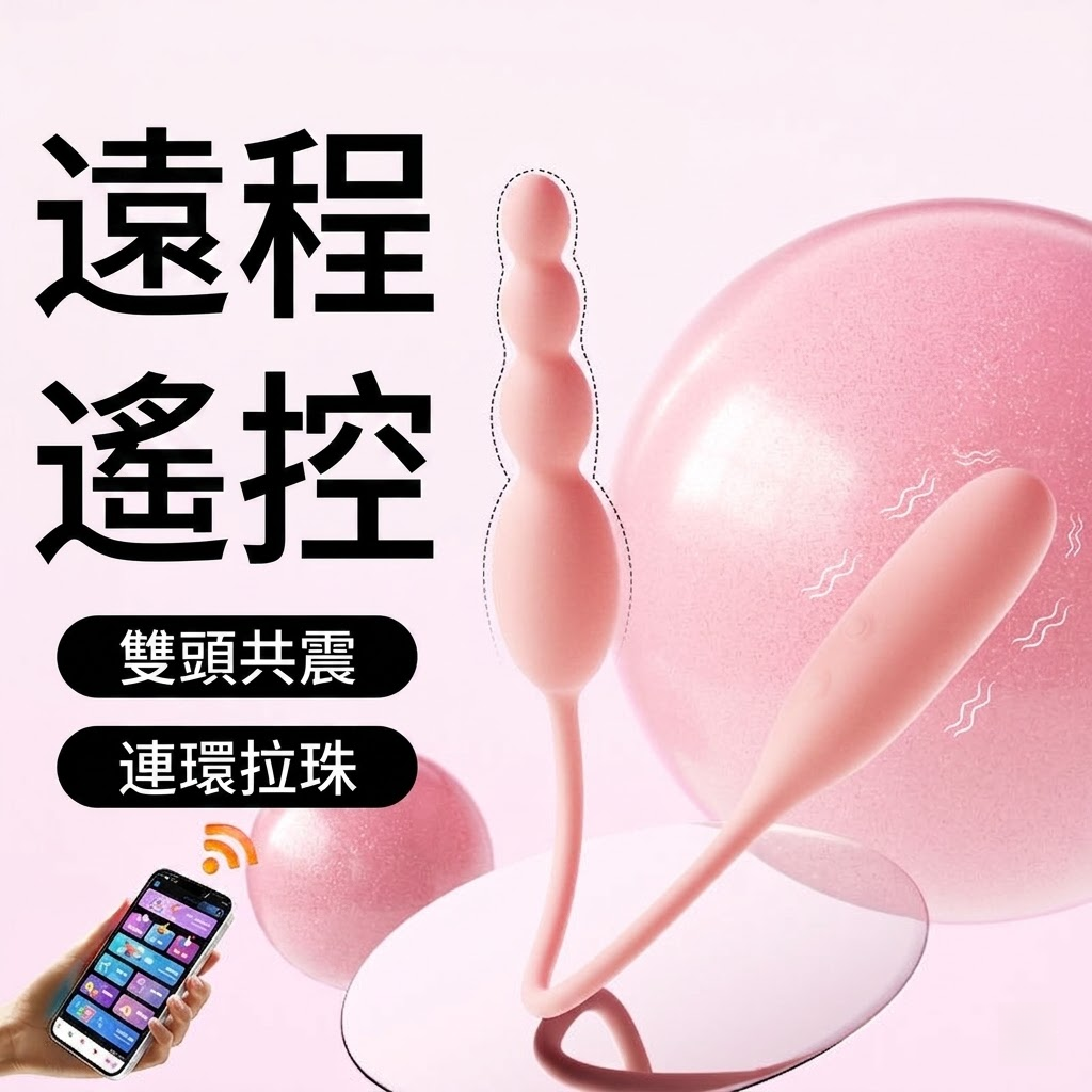 ROSELEX勞樂斯 ‧柔拉雙頭拉珠.雙跳蛋【APP遠端+10頻震動+充電】♥