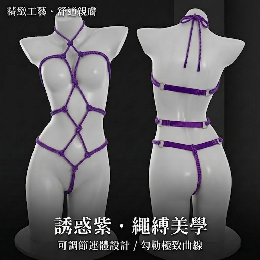 綁縛綑綁 束縛綑綁可調節連體衣.繩縛衣【紫】♥