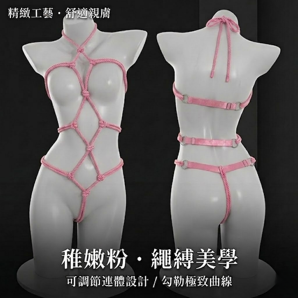 綁縛綑綁 束縛綑綁可調節連體衣.繩縛衣【粉】♥