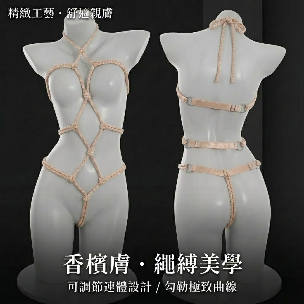 綁縛綑綁 束縛綑綁可調節連體衣.繩縛衣【膚】♥