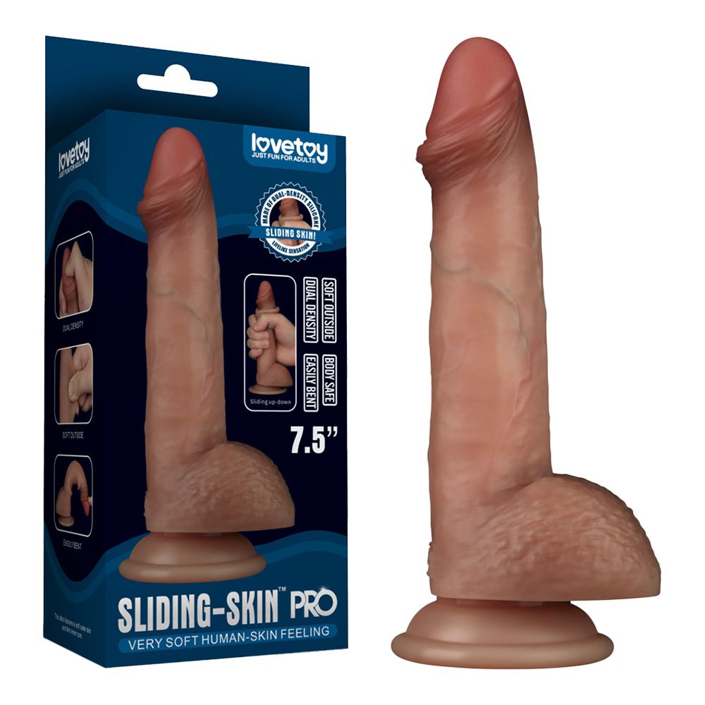 (可深入約14.3cm直徑約3.5cm)Lovetoy．7.5吋滑皮矽膚陽具吸盤老二棒Pro-膚 按摩棒 按摩器 擬真老二 擬真陽具★