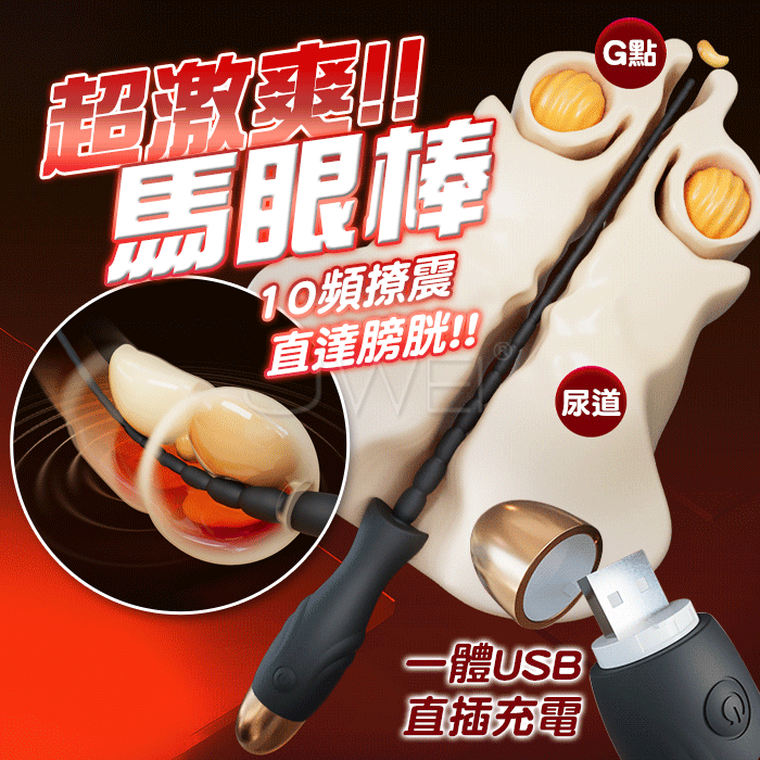 【全長29.4cm直徑0.2~0.9cm】激爽．電動馬眼棒 拉珠刺激【10頻震動+USB充電】♥